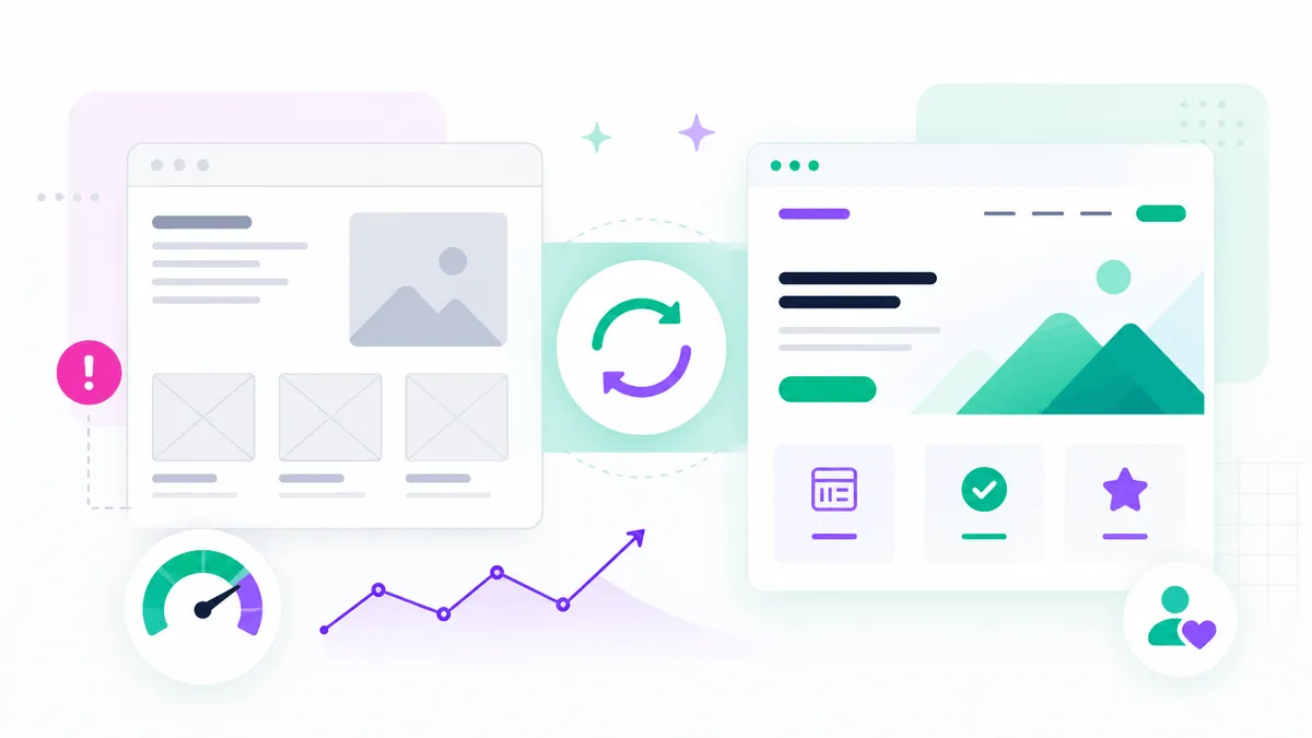 Before-and-after WordPress website redesign with mobile, speed, and SEO improvements