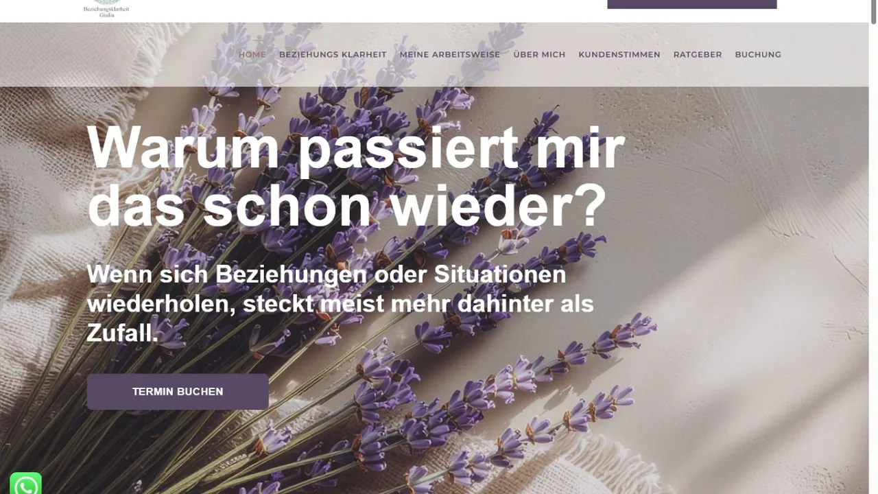 Beziehungsklarheit coaching homepage in WordPress portfolio