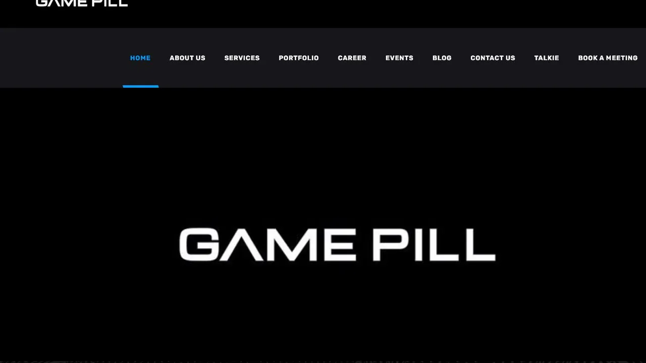 Game Pill studio homepage in WordPress portfolio