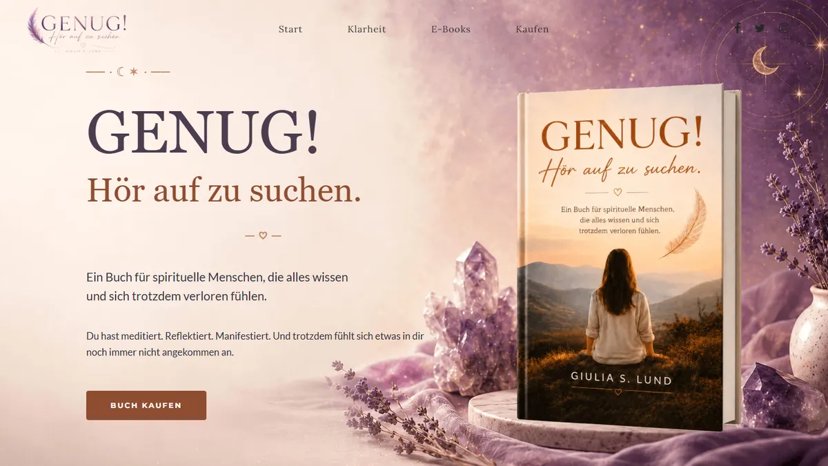 GENUG digital book landing page in WordPress portfolio