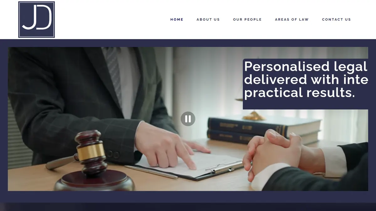 Jordan Djundja Lawyers homepage in WordPress portfolio