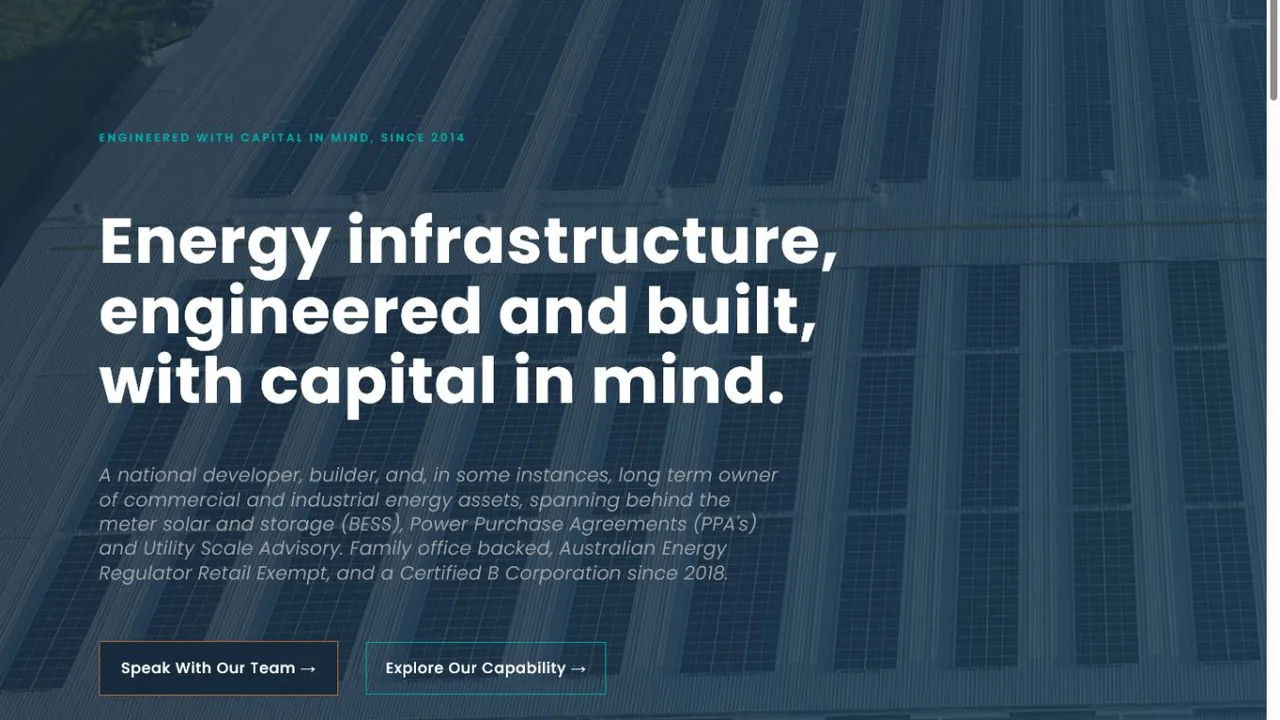 Nu-tility energy company homepage in WordPress portfolio