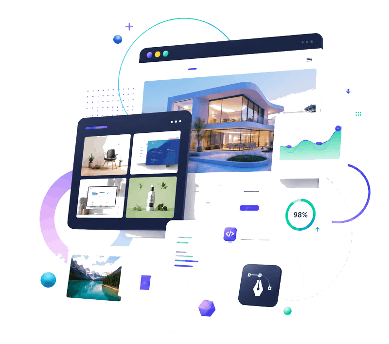 Portfolio illustration showing responsive WordPress website projects