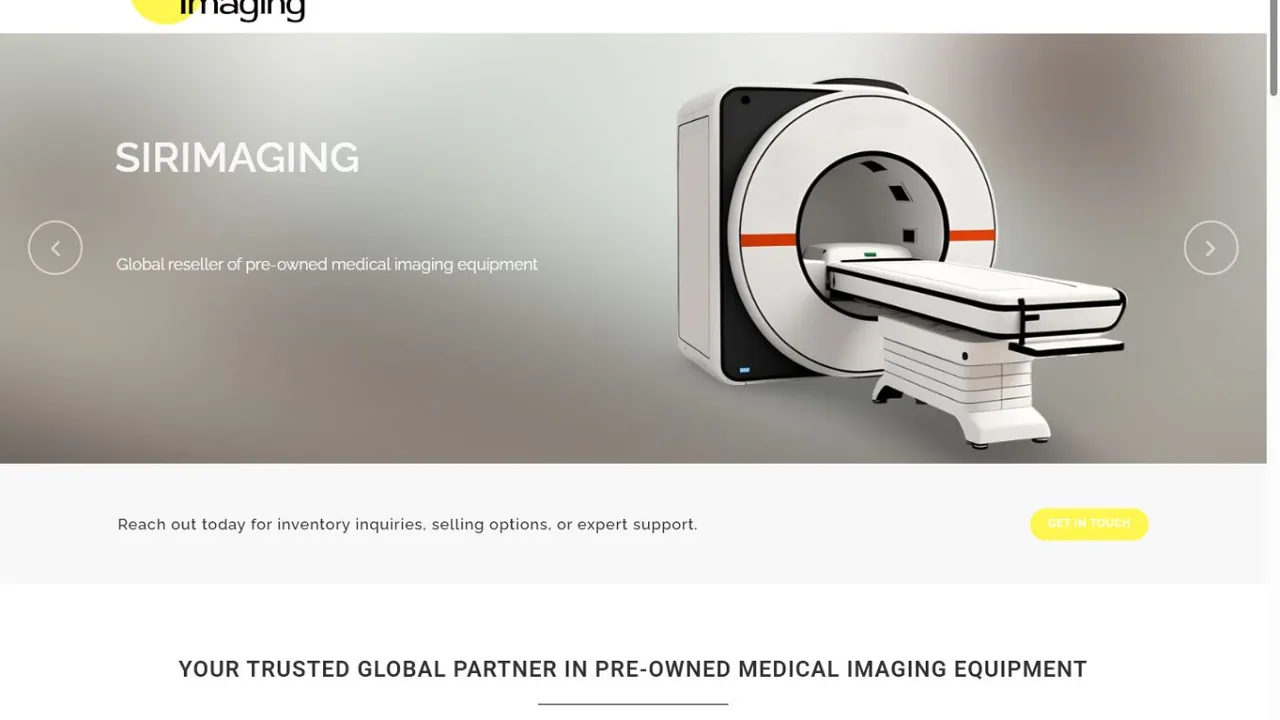 Siri Imaging medical equipment homepage in WordPress portfolio